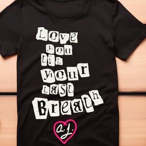 *ON HOLD* Black Graphic Tee with White and Pink Text